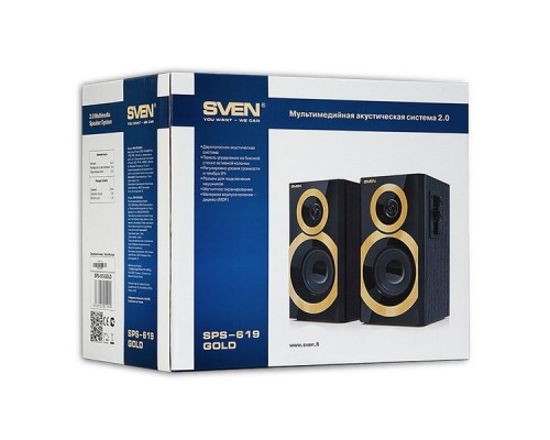 Акустическая система 2.0 SVEN SPS-619 / 10 Watt / ~220V 50Hz / Gold