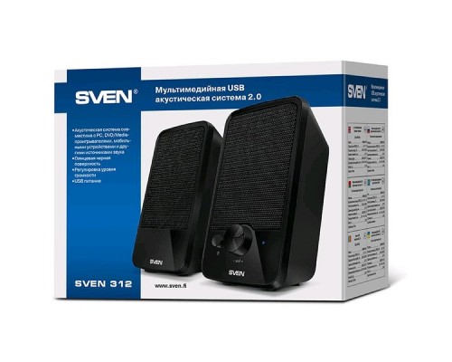 Акустическая система 2.0 SVEN 312 / 4 Watt / 5V USB / Black