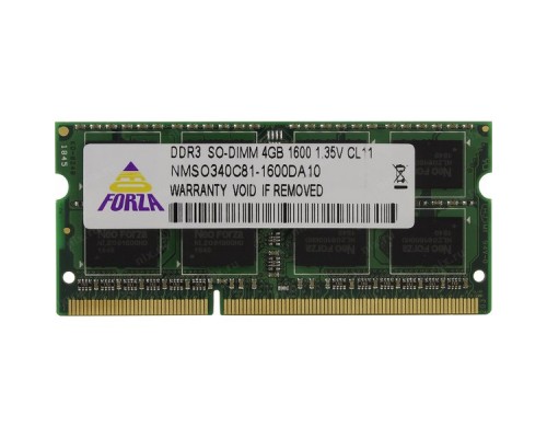 Модуль памяти SO-DIMM DDR3 Neo Forza 4GB 1600MHz PC12800 CL11 1.35V Retail