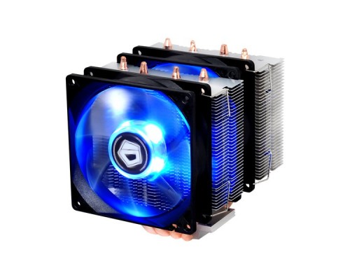 Кулер ID-COOLING SE-904TWIN LGA20XX/LGA1366/LGA115X/AM4/AM3/+/AM2/+/FM2/+/FM1 (18шт/кор, TDP 150W, PWM, 4 тепл.трубки прямого контакта, 2 x FAN 92mm, Blue LED) RET