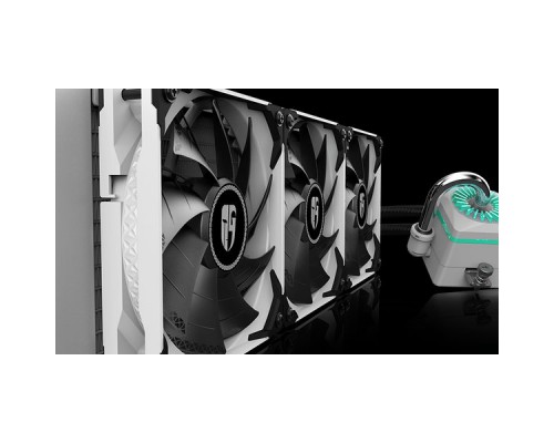 Комплект водяного охлаждения DEEPCOOL CAPTAIN 360 X WHITE LGA20XX/LGA1366/LGA115X/TRX4/TR4/AM4/AM3/+/AM2/+/FM2/+/FM1 (6шт/кор,TDP 280W, RGB Lighting pump, Anti-Leak edition, PWM, TRIPLE FAN) RET