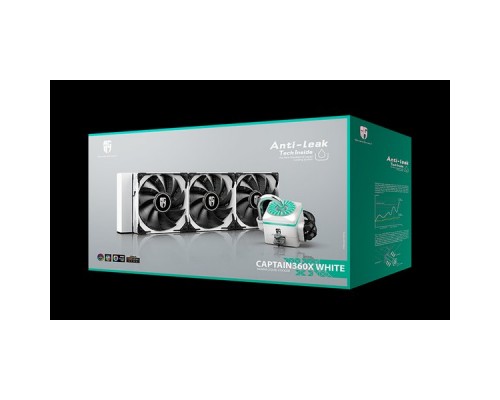 Комплект водяного охлаждения DEEPCOOL CAPTAIN 360 X WHITE LGA20XX/LGA1366/LGA115X/TRX4/TR4/AM4/AM3/+/AM2/+/FM2/+/FM1 (6шт/кор,TDP 280W, RGB Lighting pump, Anti-Leak edition, PWM, TRIPLE FAN) RET