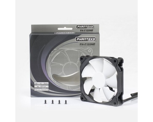 Вентилятор PHANTEKS (PH-F120MP_BK) Black Frame/ White Blades 120x120x25мм (PWM, 20шт./кор, 500-1800 об/мин, 25dBa) Retail