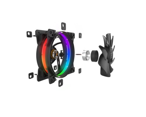 Вентилятор PCCooler CORONA RGB 120x120x25мм (PWM, 40шт./кор, пит. от мат.платы и БП, 1000-1800 об/мин) Retail