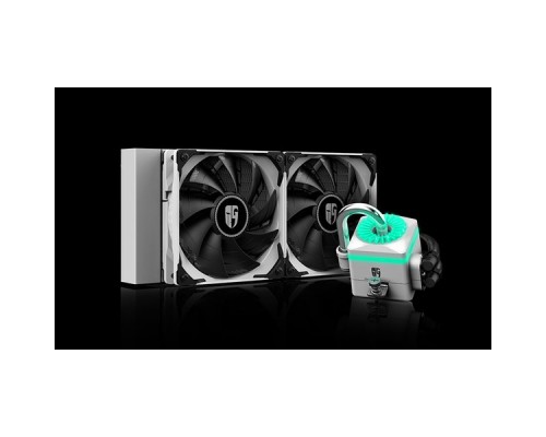 Комплект водяного охлаждения DEEPCOOL CAPTAIN 240 X WHITE LGA20XX/LGA1366/LGA115X/TR4/AM4/AM3/+/AM2/+/FM2/+/FM1 (6шт/кор,TDP 250W, RGB Lighting pump, Anti-Leak edition, PWM, DUAL FAN) RET