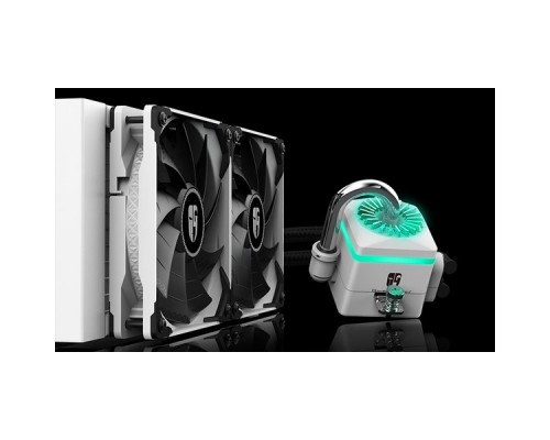 Комплект водяного охлаждения DEEPCOOL CAPTAIN 240 X WHITE LGA20XX/LGA1366/LGA115X/TR4/AM4/AM3/+/AM2/+/FM2/+/FM1 (6шт/кор,TDP 250W, RGB Lighting pump, Anti-Leak edition, PWM, DUAL FAN) RET