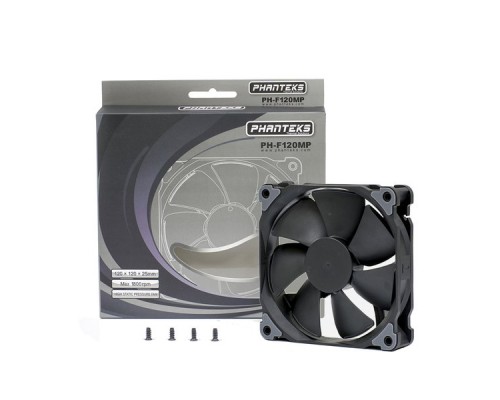 Вентилятор PHANTEKS (PH-F120MP_BBK) Black Frame/ Black Blades 120x120x25мм (PWM, 20шт./кор, 500-1800 об/мин, 25dBa) Retail