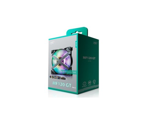 Вентилятор DEEPCOOL MF 120 GT (3 IN 1) RGB 120x120x25мм (16шт./кор, PWM, Addresable RGB подсветка, 500-1800об/мин, 12mm FAN) Retail