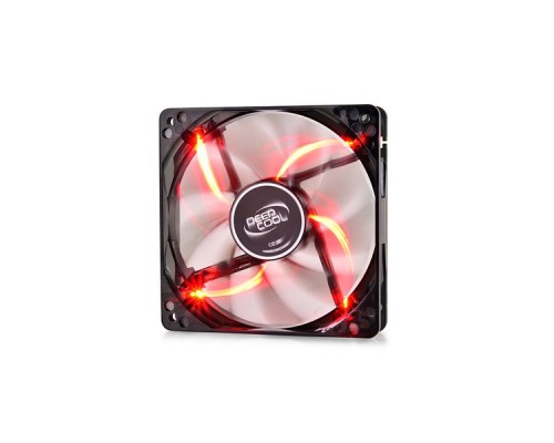 Вентилятор DEEPCOOL Wind Blade RED 120x120x25мм (64шт./кор, пит. от мат.платы и БП, полупрозрачный, красная подсветка, 1300об/мин) Retail blister