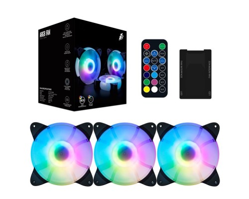 Комплект вентиляторов (3 шт.) 1STPLAYER CC / controller & remote inc. / 120mm, RGB, 6-pin, 1200rpm, 30.54cfm, 12V, 19dBA / CC