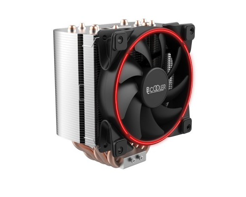 Кулер PCCooler GI-H58U CORONA R LGA2066/2011/1366/115X/775/AM4/3/3+/AM2/2+/FM1/2/2+ (10 шт/кор, TDP 240W, 120mm PWM SilentPro Red LED FAN, 5 тепловых трубок 8мм, 1000-1800RPM, 26,5dBa)