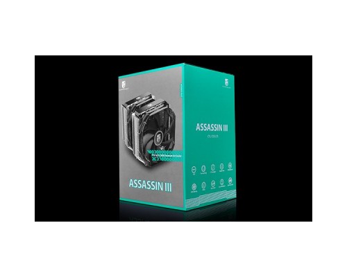 Кулер DEEPCOOL ASSASSIN III LGA20XX/1366/115X/AM4/AM3/+/AM2/+/FM2/+/FM1 (6шт/кор,TDP 280W, PWM, DUAL FAN 140mm, DUAL Heatsink, 7 Heatpipe, Copper Base) RET