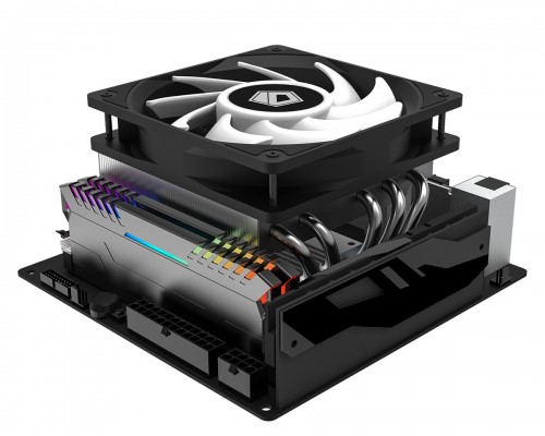 Кулер ID-COOLING IS-50 MAX RGB LGA115X/AM4/AM3/+/AM2/+/FM2/+/FM1 низкопрофильный высота 77mm (27шт/кор, TDP 130W, PWM, 5 тепл.трубки прямого контакта, ARGB FAN 120mm) BOX