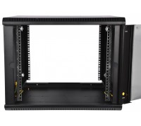 Шкаф телекоммуникационный настенный разборный ЭКОНОМ 12U (600х650) дверь стекло, цвет черный                                                                                                                                                              
