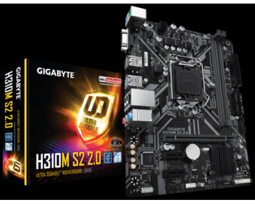 Материнская плата Gigabyte H310M S2, Socket 1151, Intel®H310, 2xDDR4-2666, D-SUB, 1xPCI-Ex16, 2xPCI-Ex1, 4xSATA3, 8 Ch Audio, GLan, (4+2)xUSB2.0, (2+2)xUSB3.1, 2xPS/2, mATX