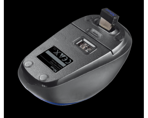 Мышь Trust Wireless Mouse Yvi, USB, 800-1600dpi, Blue, подходит под обе руки [19663]