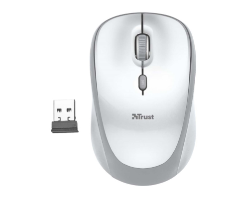 Мышь Trust Wireless Mouse Yvi, USB, 800-1600dpi, Black, подходит под обе руки, White [23386]