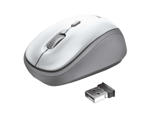 Мышь Trust Wireless Mouse Yvi, USB, 800-1600dpi, Black, подходит под обе руки, White [23386]