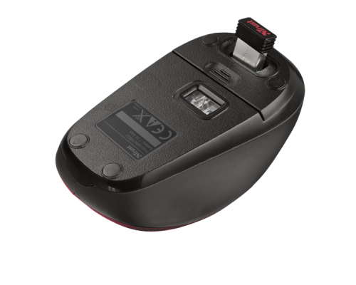 Мышь Trust Wireless Mouse Yvi, USB, 800-1600dpi, Red, подходит под обе руки [19522]