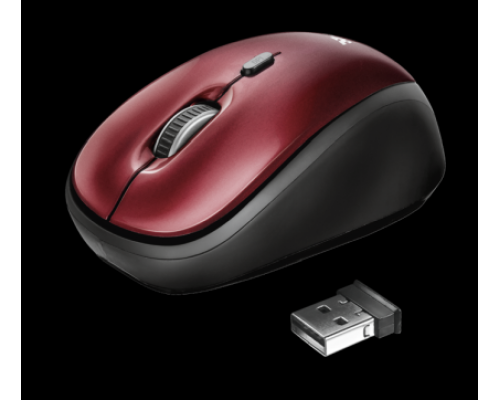 Мышь Trust Wireless Mouse Yvi, USB, 800-1600dpi, Red, подходит под обе руки [19522]