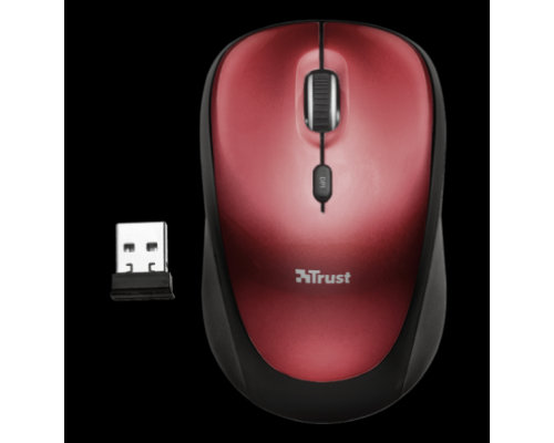 Мышь Trust Wireless Mouse Yvi, USB, 800-1600dpi, Red, подходит под обе руки [19522]