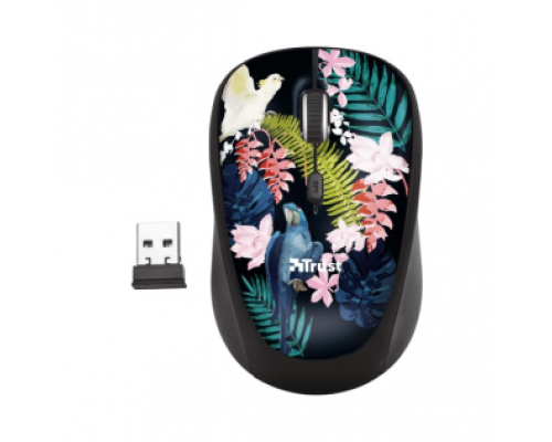 Мышь Trust Wireless Mouse Yvi, USB, 800-1600dpi, Black, подходит под обе руки, Parrot [23387]