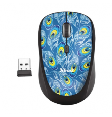 Мышь Trust Wireless Mouse Yvi, USB, 800-1600dpi, Black, подходит под обе руки, Peacock [23388]                                                                                                                                                            