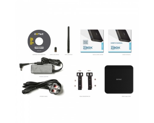 Платформа системного блока с ЦПУ Zotac ZBOX-CI341 ZBOX CI341 NANO, Barebone, Intel N4100, 2X DDR4-2400, M.2 SATA SSD SLOT, DUAL GLAN, WIFI, BT, DP/HDMI, EU+UK PLUG RTL