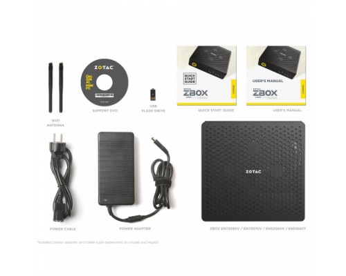 Платформа системного блока с ЦПУ Zotac ZBOX EN72080V ZBOX EN72080V-BE, Barebone,NVIDIA RTX2080, Intel i7-9750H, 2x DDR4 SODIMM slots, M2 SSD slot, 2.5