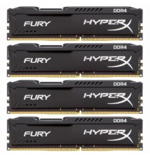 Модуль памяти 32GB Kingston DDR4 3600 DIMM HyperX FURY Black  HX436C17FB3K4/32 Non-ECC, CL17, 1.35V, KIT 4x8Gb , 1Rx8, RTL, (302561)                                                                                                                      