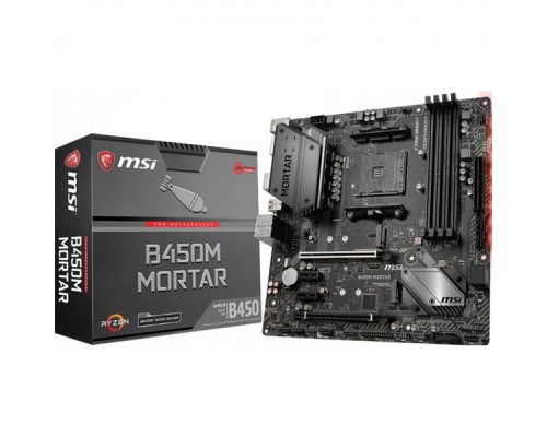 Материнская плата B450M MORTAR, Socket AM4, AMD® B450, 4xDDR4-2667, 2xPCI-Ex16x, 2xPCI-Ex1x, HDMI+DP, 4xSATA3(RAID 0/1/10), 2xM.2, 8 Ch Audio, GLan, (2+4)xUSB2.0, (5+3)xUSB3.1, 1xUSB3.1 Type-C™, 1xPS/2, mATX, RTL