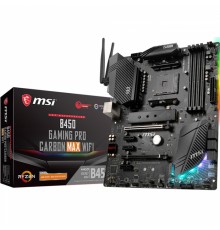 Материнская плата B450 GAMING PRO CARBON MAX WIFI, Socket AM4, AMD®B450, 4xDDR4-2667, 2xPCI-Ex16x, 3xPCI-Ex1x, HDMI+DP, 6xSATA3(RAID 0/1/10), 2xM.2, 8 Ch Audio, GLan, WiFi, (2+4)xUSB2.0, (3+2)xUSB3.2, (1+0)xUSB3.2 Type-C™, 1xPS/2, ATX, RTL           