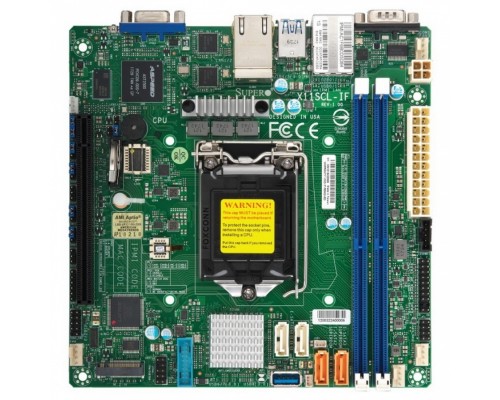 Материнская плата Supermicro MBD-X11SCL-IF-O Intel® C242 chipset, Up to 64GB DDR4 2666MHz ECC UDIMM, 2DIMM slots, Dual GbE LAN with Intel® i210-AT,4 SATA3 (6Gbps); RAID 0, 1, 5, 10,M.2 NGFF connector,M.2 Interface: 1 SATA/PCI-E 3.0 x4,Form Factor: 22