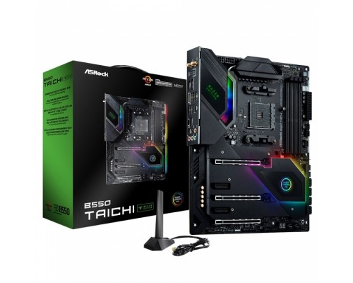 Материнская плата B550 TAICHI RAZER EDITION, Socket AM4, AMD B550, 4xDDR4-3200, HDMI+DP, 3xPCI-Ex16, 2xPCI-Ex1, 8xSATA3(RAID 0/1/10), 2xM.2, 8 Ch Audio, 1x2,5GLan, WiFi, (2+4)xUSB2.0, (5+4)xUSB3.2, (1+1)xUSB3.2 Type-C™, ATX, RTL,