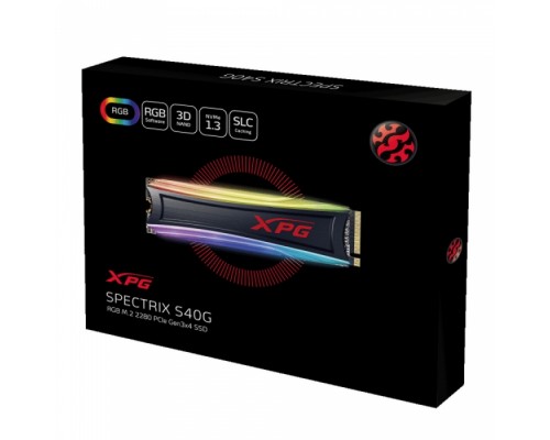 Жесткий диск SSD M.2 2280 512GB ADATA XPG SPECTRIX S40G RGB Client SSD [AS40G-512GT-C] PCIe Gen3x4 with NVMe, 3500/1900, IOPS 300/240K, MTBF 2M, 3D TLC, 320TBW, 0.34DWPD, Customizable RGB lighting, Heatsink, RTL (771113)
