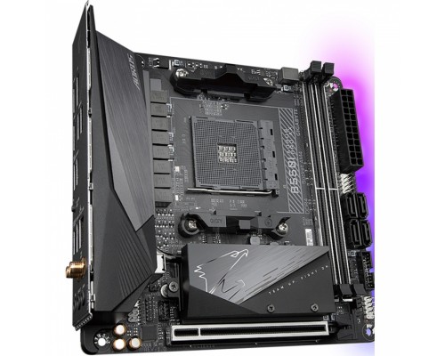 Материнская плата B550I AORUS PRO AX, Socket AM4, AMD B550, 2xDDR4-3200, HDMI+HDMI+DP, 1xPCI-Ex16, 4xSATA3(RAID 0,1,10), 2xM.2, 8 Ch Audio, 1x2,5GLan, WiFi, (0+2)xUSB2.0, (5+2)xUSB3.2, (1+0)xUSB 3.2 Type-C™, Mini-ITX, RTL