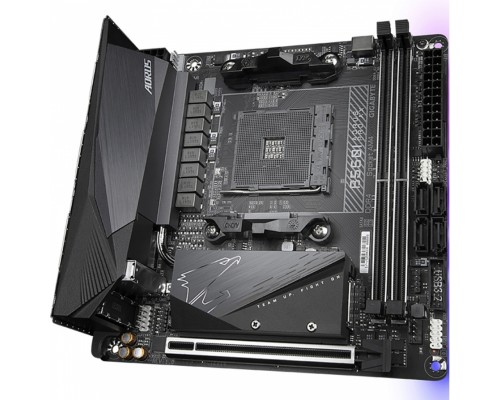 Материнская плата B550I AORUS PRO AX, Socket AM4, AMD B550, 2xDDR4-3200, HDMI+HDMI+DP, 1xPCI-Ex16, 4xSATA3(RAID 0,1,10), 2xM.2, 8 Ch Audio, 1x2,5GLan, WiFi, (0+2)xUSB2.0, (5+2)xUSB3.2, (1+0)xUSB 3.2 Type-C™, Mini-ITX, RTL