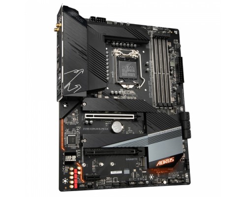 Материнская плата Z590 AORUS ELITE AX, Socket 1200, Intel®Z590, 4xDDR4-3200, DP, 2xPCI-Ex16, 1xPCI-Ex1, 6xSATA3(RAID 0/1/5/10), 3xM.2, 8Ch Audio, 2,5GLan, WiFi, (4+4)xUSB2.0, (5+2)xUSB3.2, (1+1)xUSB3.2 Type-C™, ATX, RTL,