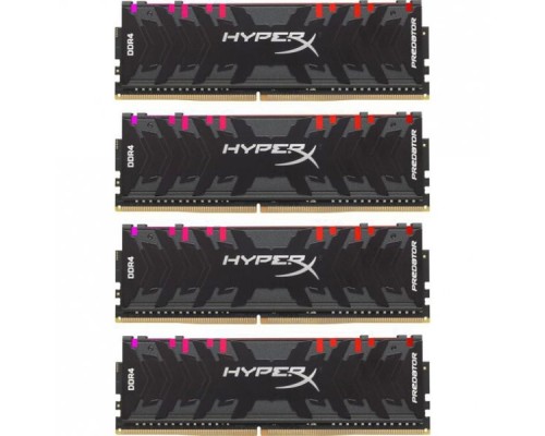 Оперативная память 64GB Kingston DDR4 3000 DIMM XMP HyperX Predator RGB Black Gaming Memory HX430C15PB3AK4/64 Non-ECC, CL15, 1.35V, Kit (4x16GB), RTL (289794)