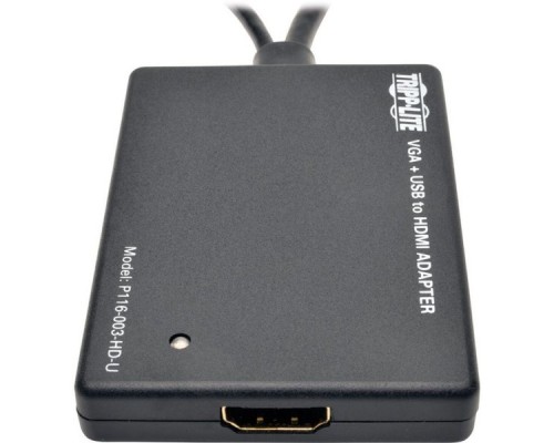 Адаптер аудио-видео Tripplite P116-003-HD-U VGA (m)/HDMI (f) 0.15м. феррит.кольца черный