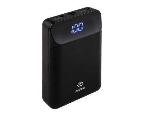 Мобильный аккумулятор Digma DG-10000-SML-B Li-Pol 10000mAh 3A+3A черный 2xUSB