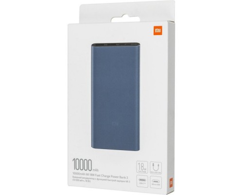 Мобильный аккумулятор Xiaomi Mi Power Bank 3 PLM13ZM Li-Pol 10000mAh 2.4A+2.4A черный 2xUSB