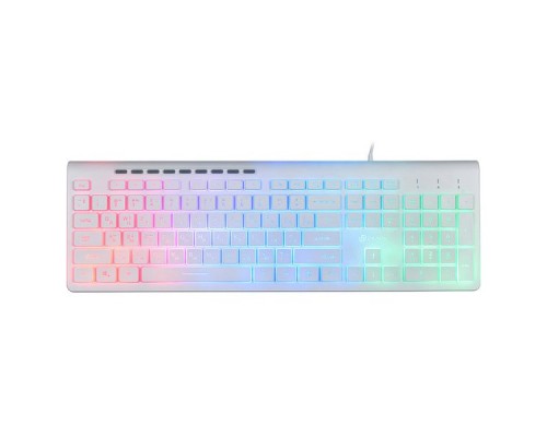 Клавиатура Оклик 490ML белый USB slim Multimedia LED