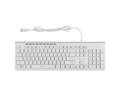 Клавиатура Оклик 490ML белый USB slim Multimedia LED