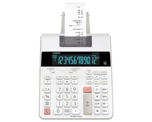 Калькулятор с печатью Casio FR-2650RC-W-EC серый/белый 12-разр.