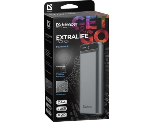 Аккумулятор USB 15000MAH 2.1A EXTRALIFE 83668 DEFENDER