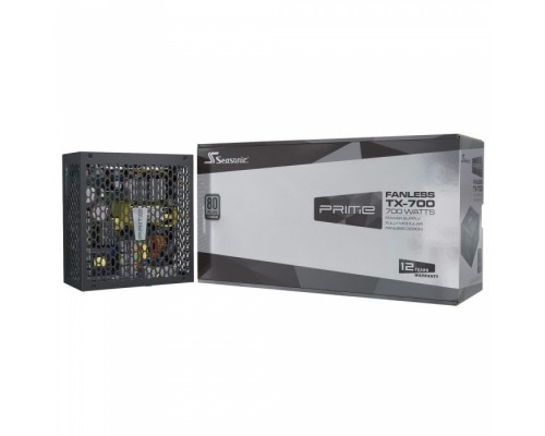 Блок питания PRIME Fanless TX-700 SSR-700TL Active PFC 0.99; Модульный, МВ (20+4), 2xCPU(4+4),4xPCI-E(6+2),10xSATA,5xMolex,1xMolex to SATA 3.3 Adapter,DC to DC; КПД>94%,100-240 В, 50-60 Гц,  защиты OPP/OVP/UVP/ OCP/OTP/SCP, MTBF>150000 ч