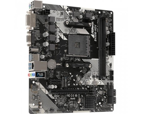 Материнская плата B450M-HDV R4.0, OEM  Socket AM4, AMD B450, 2xDDR4-2667, D-SUB+DVI-D+HDMI, 1xPCI-Ex16, 1xPCI-Ex1, 4xSATA3(RAID 0/1/10), 1xM.2, 8 Ch Audio, GLan, (2+4)xUSB2.0, (4+2)xUSB3.1, 1xPS/2, mATX,