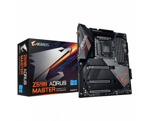 Материнская плата Z590 AORUS MASTER, Socket 1200, Intel®Z590, 4xDDR4-3200, DP, 3xPCI-Ex16, 6xSATA3(RAID 0/1/5/10), 3xM.2, 8Ch Audio, 10GLan, WiFi, (0+4)xUSB2.0, (9+4)xUSB3.2, (1+1)xUSB3.2 Type-C™, ATX, RTL,