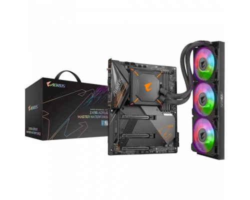 Материнская плата Z490 AORUS MASTER WATERFORCE, Socket 1200, Intel®Z490, 4xDDR4-2933, HDMI, 3xPCI-Ex16, 6xSATA3(RAID 0/1/5/10), 3xM.2, 8Ch Audio, 1x2.5GLan, Wi-Fi, (4+4)xUSB2.0, (5+2)xUSB3.2, (1+1)xUSB3.2 Type-C™, ATX, RTL,